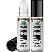 Organic Camphor Roll On Essential Oil Rollerball (2 Pack - USDA Certified Organic) Pre-diluted with Glass Roller Ball for Aromatherapy, Kids, Children, Adults Topical Skin Application - 10ml Bottle