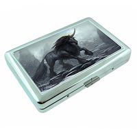 Unicorns Mythical Creature S10 Silver Cigarette Case Metal Wallet Id Holder 4" X 2.75" RFID Protection