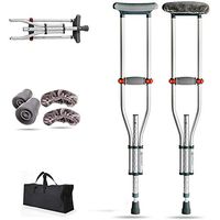 Underarm Crutches Double Crutches Aluminum Alloy Thickened Walking Stick Non-slip Height Adjustable Stick Medical Rehabilitation Crutches Fold Reduce Pain, Foldable, Small Size, Easy to Carry
