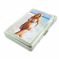Dutch Pin Up Girls Netherlands D3 Cigarette Case Lighter Smoking King Size Cigarettes Silver Metal Wallet 4" X 2.75" RFID Protection