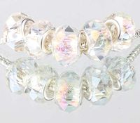 white AB 5pcs MURANO Crystal bead LAMPWORK fit European Charm Bracelet #A520 party accessories fashion jewellery keyrings charm womens flower accessory bangle