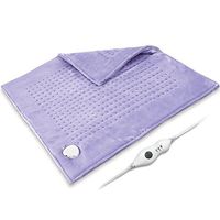 King Size Heating Pad XXXL, 24" x 24" 2 Sides Ultra Soft Flannel Electric Heating Pad with Auto Shut Off, Extra Large for Cramp, Back Pain Relief, Machine Washable, 10Ft Cord, Dry/Moist, Purple