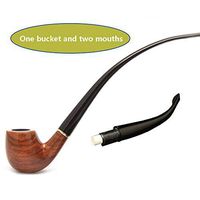 JQCHY Wooden Tobacco Smoking Pipe Set,Handmade Rosewood Pipe One Bucket and Two Mouths Long+Short Curved Handle Classical Detachable Durable Vintage Tobacco Smoking Pipe Accessories
