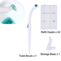 Hofun4U Disposable Toilet Cleaning System, Toilet Brush,Storage Base and Toilet Wand Refill Heads, Flushable Toilet Cleaner Kit (Toilet Brush,Storage Base, 24 Refill Heads)