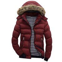 Men's Zipper Jacket,Males Fur Hooded Mountain Coat Pocket Windproof Big and Tall Waterproof Ski Snow Jacket