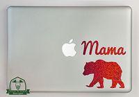 Mama Bear Specialty Vinyl Decal Sized to Fit A 13" Laptop - Red Metal Flake