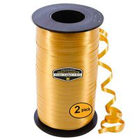 2 Pack of Mighty Gadget Matte Gold Curling Ribbon & Ballon Ribbon 3/16-Inch Wide by 1500 feet Long Spool
