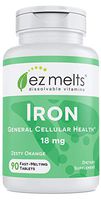 EZ Melts Iron as Elemental Iron, 18 mg, Sublingual Vitamins, Vegan, Zero Sugar, Natural Orange Flavor, 90 Fast Dissolve Tablets