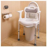 EGCLJ Commode Shower Chair Bath Seat with Padded Armrests and Back, Height Adjustable Shower Stool for Elderly Seniors, Disabled, Handicapped, Grandparents