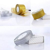 XKSIKjian's Gift Wrapping Supplies, 25 Yards Roll Sheer Ribbon Packaging Favor 6-40mm Wedding Festival Birthday Party DIY Gift Wrap Decor - Silver 1cm