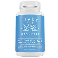 Flyby Multi Collagen Peptides Pills (90 Capsules) – (Type I, II, III, V & X) Hydrolyzed Grass-Fed Keto Protein Vitamin Supplement Supports Hair, Skin, Nails Joints – Grass-Fed, Pure, Non-GMO