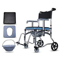 CHenXy Toilet Chair Bedside Commode Chair, Aluminum Alloy Wheelchair Waterproof Folding Mobile Home Adult Shower Chair with Wheels for Disabled Adults Pregnant Women &&& (Color : A)