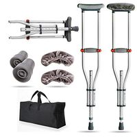 Qucasyl Folding Crutches Adult - Folding Aluminum Underarm Crutches - Lightweight, Great for Travel Or Work, 2 Crutches Included, for 55" to 79" People