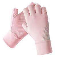 Yjdr Sun Protection Gloves Ladies Summer UV Protection Driving Half Finger Sunshade Breathable Short Non-Slip Gloves Unisex (Color : Pink)