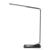 LED Desk Lamp with Wireless Charging, Eye-caring Table Lamps, CANAGROW Dimmable Office Study Light with USB Charging Port, 3 Color Modes 5 Brightness Levels, Touch Control, Memory Function, Black