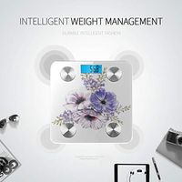 LYAOE Bluetooth Body Fat Scale Handdrawn Floral Bouquet Tender Smart Wireless Scale with LCD Display Measuring Body Weight Bmi and Health Digital Scale
