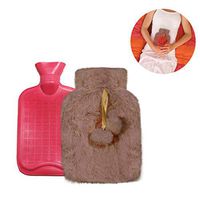 Molisell Hot Water Bottle with Cover, Soft Fleece - Rubber Hot Water Bag for Pain Relief, Heat Therapy, Cold Therapy - for Cramps, Arthritis, Aches and Pains,700ML (Khaki)