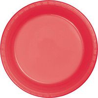 Club Pack of 240 Coral Pink Red Disposable Plastic Party Banquet Dinner Plates 10"