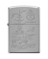Zippo US Navy Boat and Anchor Brushed Chrome Pocket Lighter