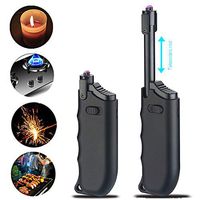 MENG ZHI AO Candle Lighter Electric Arc Rechargeable Lighter with Safety Lock USB Plasma Lighter Perfect Telescopic Rod Neck Fire Starter Lighter for Outdoor Camping Hiking Cooking BBQs (Black)