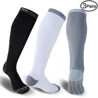 CELERSPORT 3 Pairs Compression Socks 20-30mmHg for Men and Women Nursing Socks (Black, White&grey, Small/Medium)