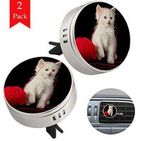 Red Wool Balls And Kittens 2 pcs silver Car Essential Oil Diffuser Vent Clip Aromatherapy Diffuser Locket Air Freshener with 4 Refill Pads 1.33x1.83in