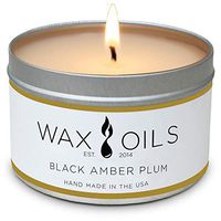 Wax and Oils Soy Wax Aromatherapy Scented Candles (Black Amber Plum) 8 Ounces. Single