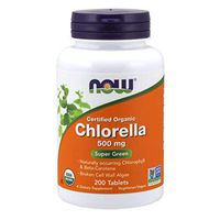 NOW Supplements, Organic Chlorella 500 mg with naturally occurring Chlorophyll, Beta-Carotene, mixed Carotenoids, Vitamin C, Iron and Protein, 200 Tablets