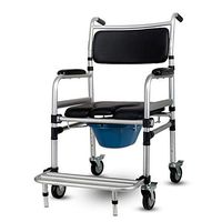 YUWJ Heavy Duty Drop Arm Bedside Commode Chair Homecare Toilet Seat with Wheel Safety Steel Frame Extra Wide 3 in 1 Toilet Chair Adjustable Height Support Tool