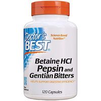 Doctor's Best Betaine HCI Pepsin and Gentian Bitters, Non-GMO, Gluten Free, Digestion Support, 120 Caps