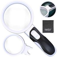 MagniPros Magnifying Glass with Bright LED Lights and 10X + 5X Illuminated 2 Lens Set & Cleaning Cloth Ideal for Seniors, Maps, Macular Degeneration, Jewelry, Watch & Computer Repair