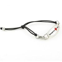 Women's Medical Alert ID Bracelet | Stretch Bracelet for Quick Easy On & Off | Free Engraving Included | Adjustable up to 7.5" Wrist Size | Simplicity, Black