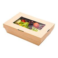 Cafe Vision 28 oz Rectangle Kraft Paper Small Take Out Container - 7 1/2" x 5" x 1 1/2" - 25 count box - Restaurantware