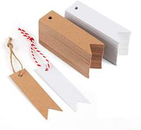 200 Pcs Fishtail Tag Baking Gift Packaging Label Blank Kraft Paper Message Card with Hemp Rope
