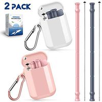 Sunnywoo Reusable Silicone Collapsible Straws - 2 Pack Portable Foldable Drinking Straw with Carrying Case and Cleaning Brush for Adults and Kids, BPA Free and Dishwasher Safe (Lavender&Pink)