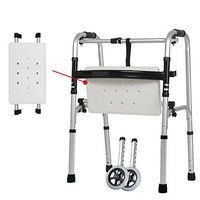 Walker Aluminum Alloy Disabled Crutch Elderly Interactive Dual Use Wheeled Walker with Bath Board
