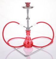 2 hose 21" Olive Red Hookah Shisha Nargila water glass vase pipes smoke sale