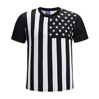 XGUMAOI Fashion 3D Printed American Flag Universal Holiday Short-Sleeve Tops (XXL, Black)