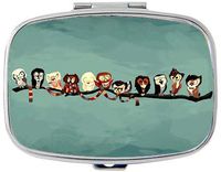 Cute Monkey Custom Silver Stylish, Slim Design Pill Box Holder，Rectangle Medicine Vitamin Organizer Pill case