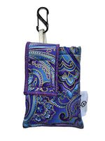 PumpCases Designer Insulin Pump Case w/Carabiner Clip (Med. 630G, Purple Paisley w/Clip)