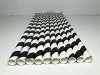 Paper Straws - 200 Count Giant Wrapped 8mm - Black Stripe - 8" / 8mm