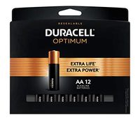 Duracell Optimum AA Alkaline Batteries | Long Lasting 1.5V Double A Battery | Resealable Package for Storage | 12 Count