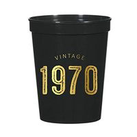 Vintage 1970 Cups for a 50th Birthday Party, Set of 10 Plastic Stadium Cups, Funny Fun Gag Gift 50th Birthday Decoration