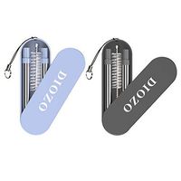 DIOZO Reusable Straws, 2 Pack Telescopic Foldable Metal Travel Straws, Stainless Steel Drinking Straws, Portable Collapsible Straw with Case, Key Chain and Cleaning Brush, Blue&Black