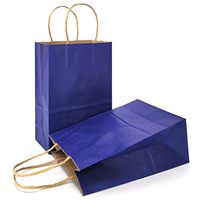 AZOWA Gift Bags Navy Blue Kraft Paper Bags with Handles (5.9 x 3.1 x 8.2 in, 12 CT)