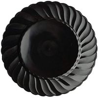 BalsaCircle 20 pcs 10.25-Inch Black Plastic Round Plates - Disposable Wedding Party Catering Tableware