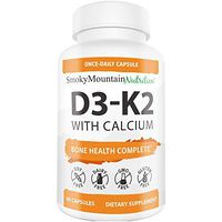 Vitamin D3 K2 Supplement (60 Capsules) - Vitamin K2 MK7 100mcg & Vitamin D3 5000 IU & Calcium 210mg - Immune System Support, Strong Bones and Heart Health- Smoky Mountain Nutrition