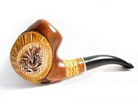 Fashion New Tobacco Smoking Pipe"Dragon Shield" Metal, Handcrafted Pear Root Pipe + Pouch Gift