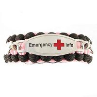 Paracord Survival Bracelet | Free Engraving Medical Alert ID Bracelet | Perfect for Runners, Cyclists, Athletes | Outdoor Hiking, Camping | Multiple Size Options | Emergency, Glow Pink - Size 7"