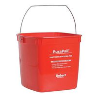 HUBERT Sanitizing Bucket Red Plastic 6 Quart - 8" L x 8" W x 7 1/2 H